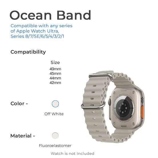 Ocean Watch Band| ultra 2 band 49mm, Series 10 46mm, 9|8|7 45mm, SE2|SE|6|5|4 44mm, 3|2|1 42mm (Black),(silver)