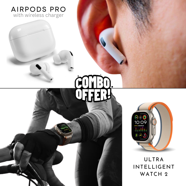 Combo 2in1:- AirPods Pro 2nd Genration+Ultra 2 Watch With 2 Strap and watch charger (1 year warranty)