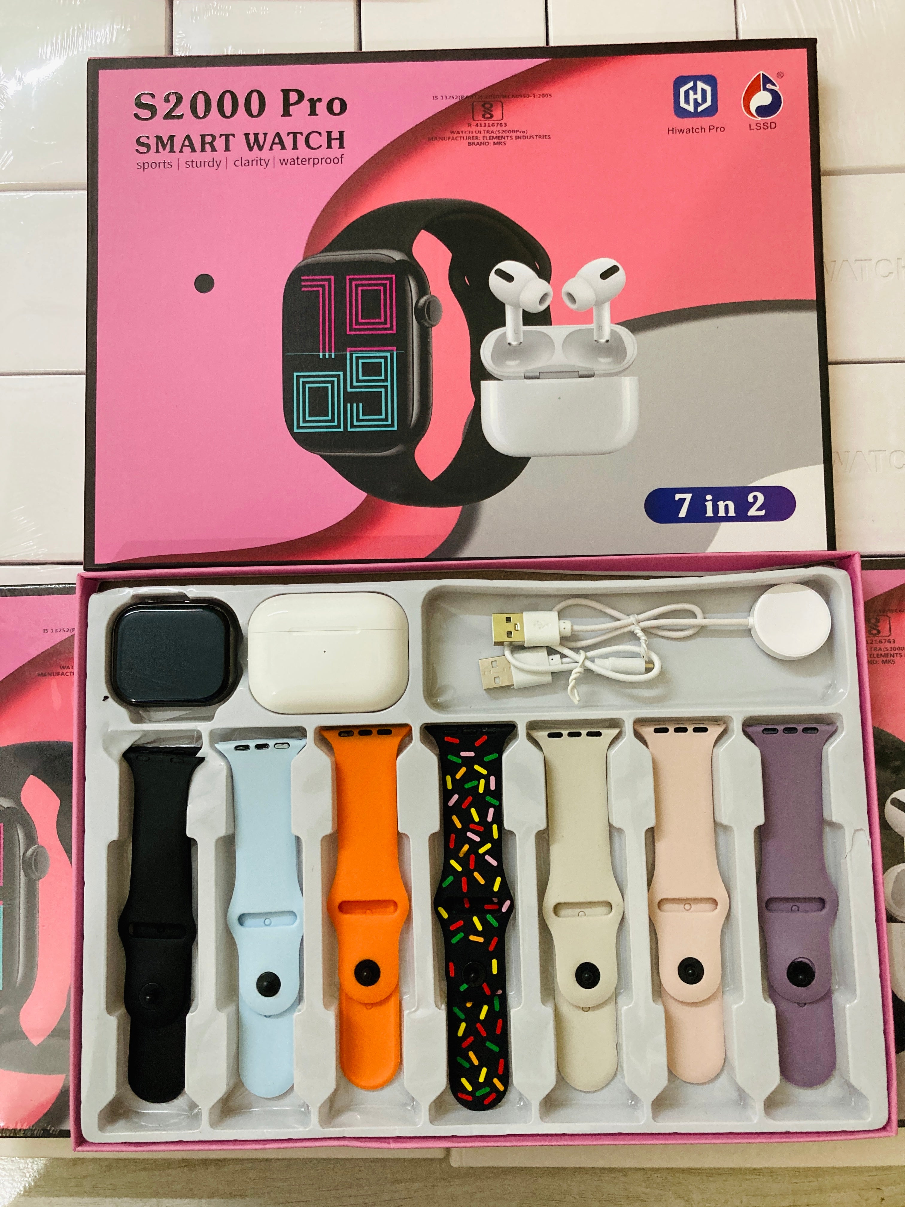 Combo7in2:AirPods pro + Smart Watch with 7 straps and watch charger (6 month warranty