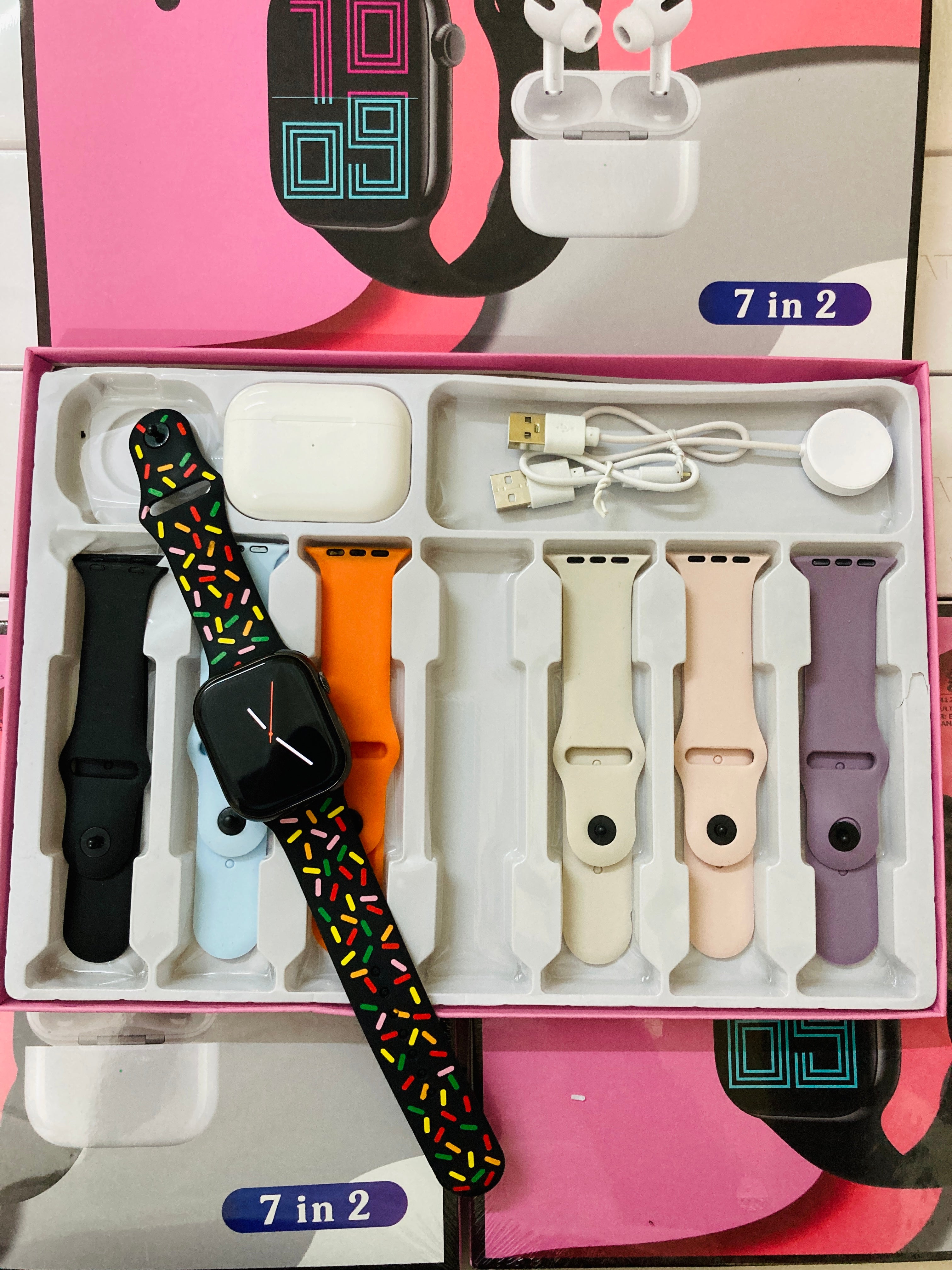 Combo7in2:AirPods pro + Smart Watch with 7 straps and watch charger (6 month warranty